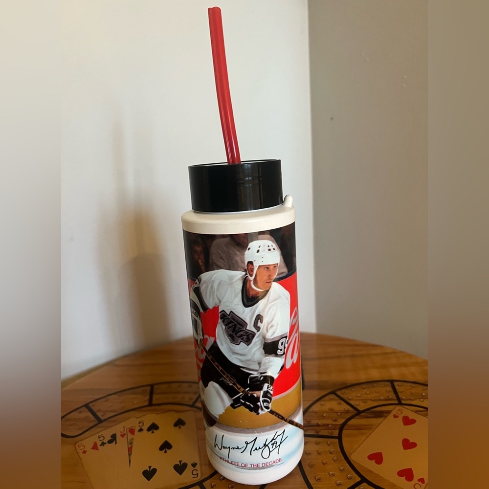 White Coca-Cola Water Bottle featuring Gretzky Sports Memorabilia. Never used.